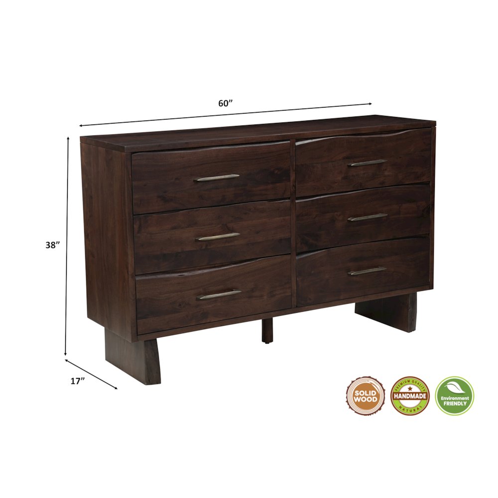 Linden Live Edge Solid Wood 6-drawer Dresser. Picture 10