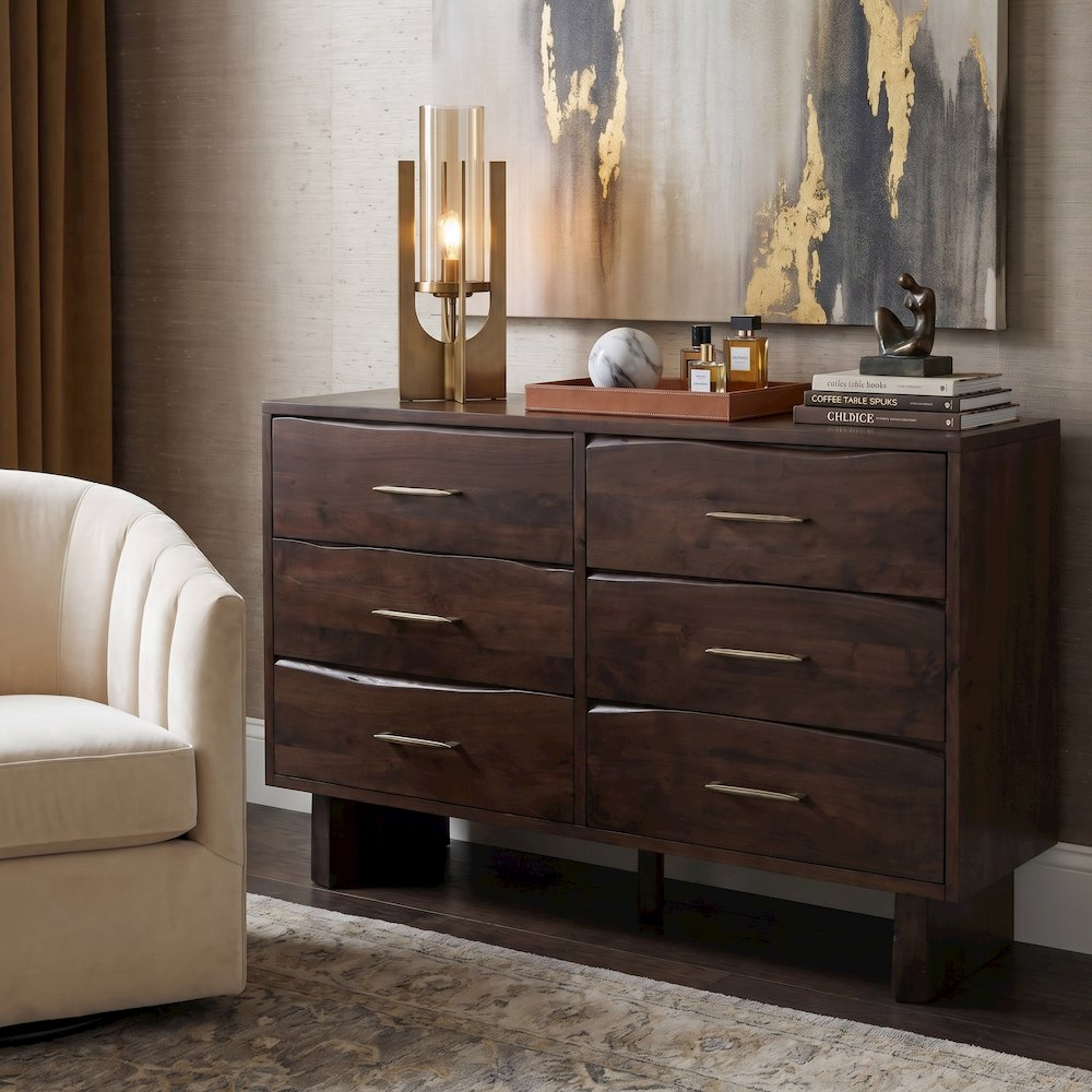 Linden Live Edge Solid Wood 6-drawer Dresser. Picture 2