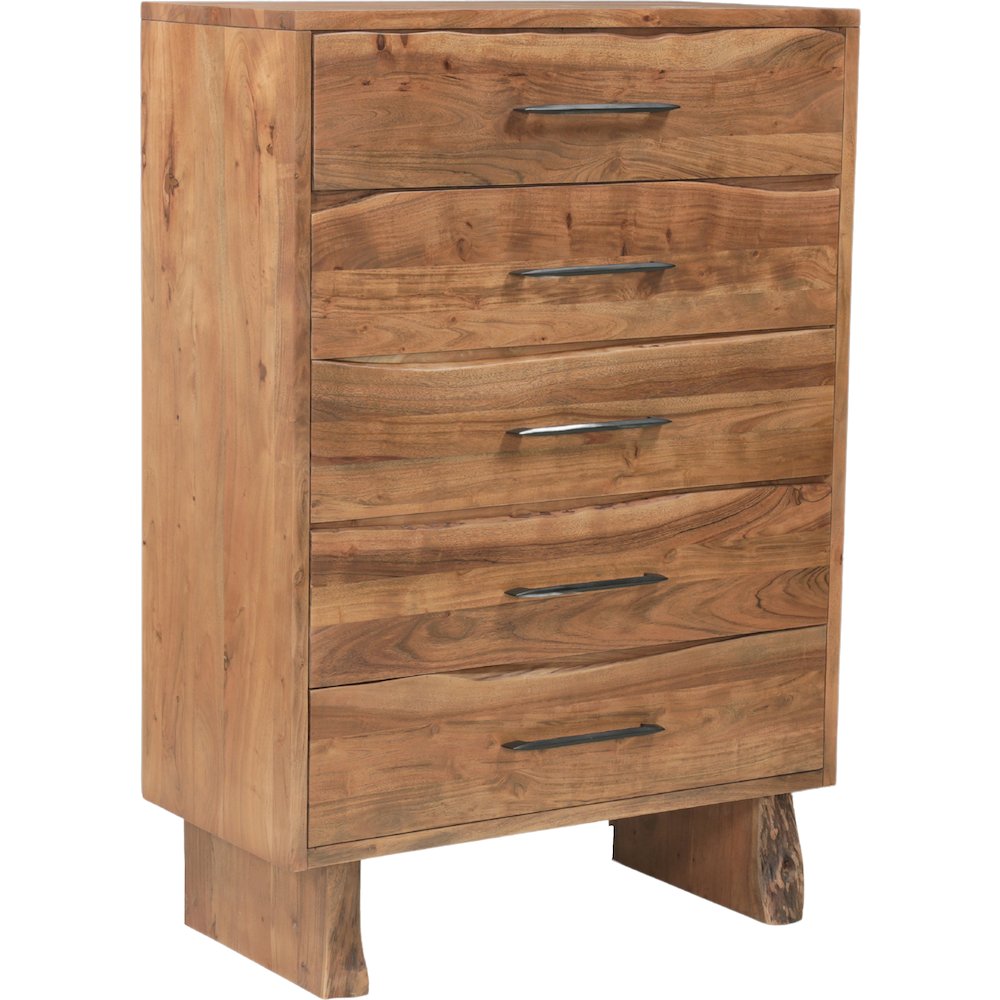Linden Live Edge Solid Wood 5-drawer Chest. Picture 3