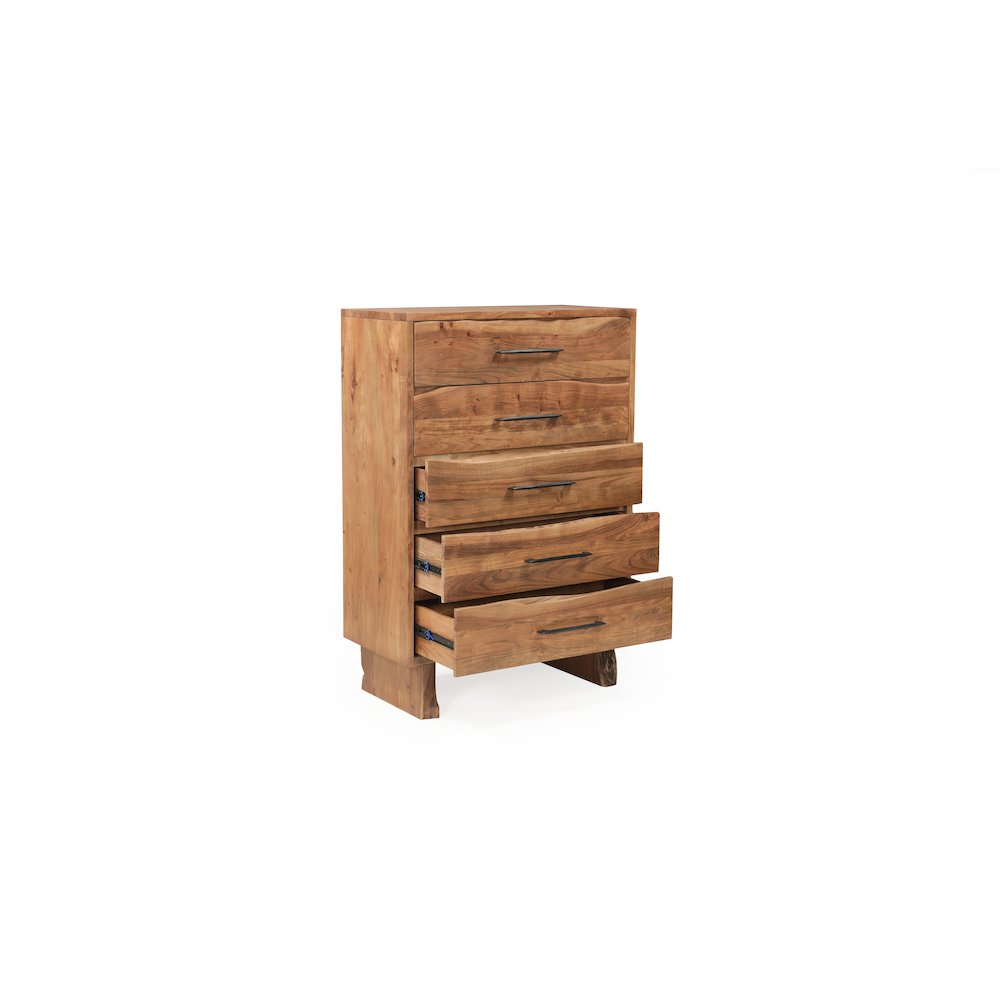 Linden Live Edge Solid Wood 5-drawer Chest. Picture 5