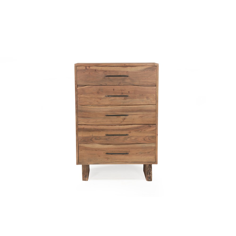 Linden Live Edge Solid Wood 5-drawer Chest. Picture 4