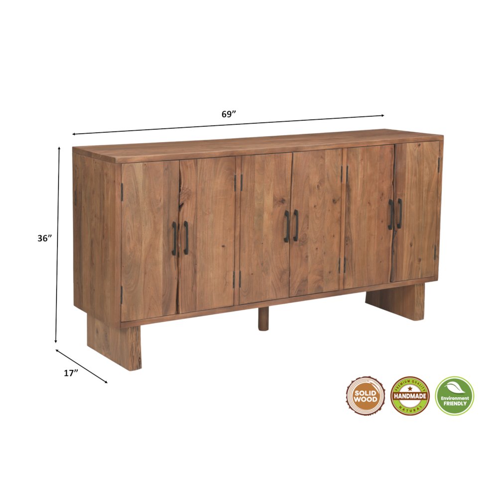 Linden Live Edge Solid Wood 6-door Sideboard. Picture 10