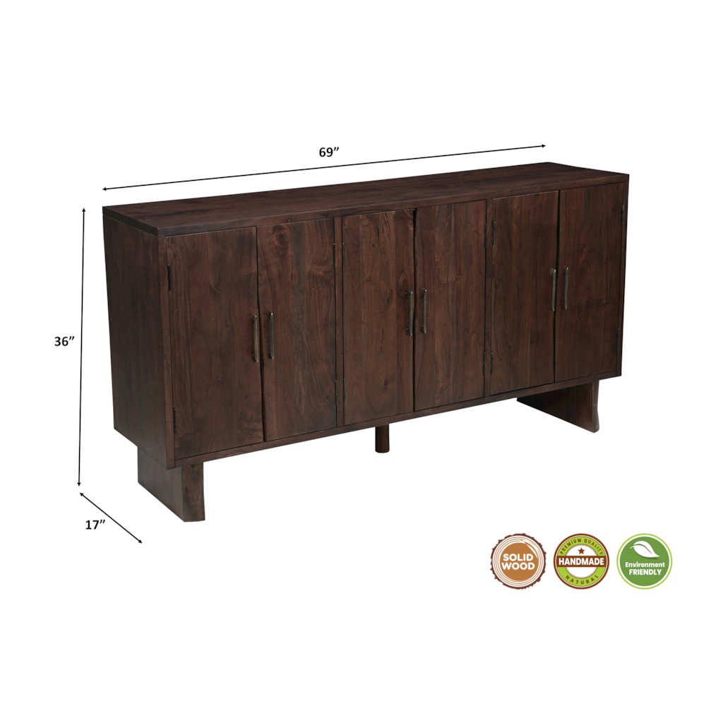Linden Live Edge Solid Wood 6-door Sideboard. Picture 9