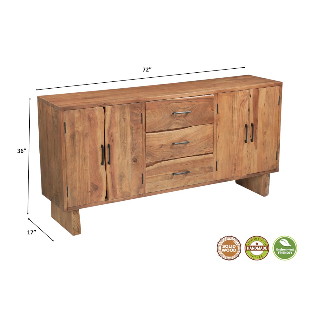 Linden Live Edge Solid Wood 3-drawer 4-door Sideboard. Picture 11