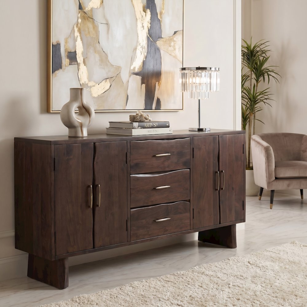 Linden Live Edge Solid Wood 3-drawer 4-door Sideboard. Picture 2