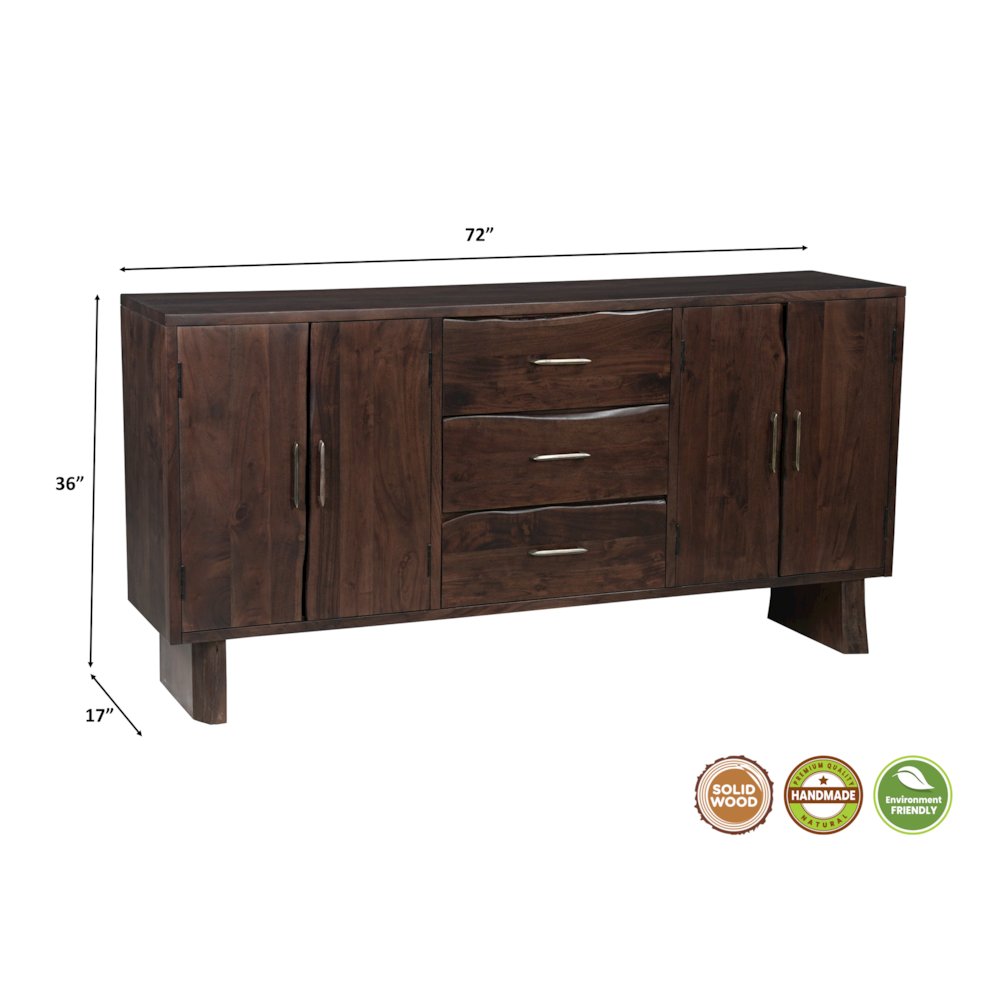 Linden Live Edge Solid Wood 3-drawer 4-door Sideboard. Picture 11