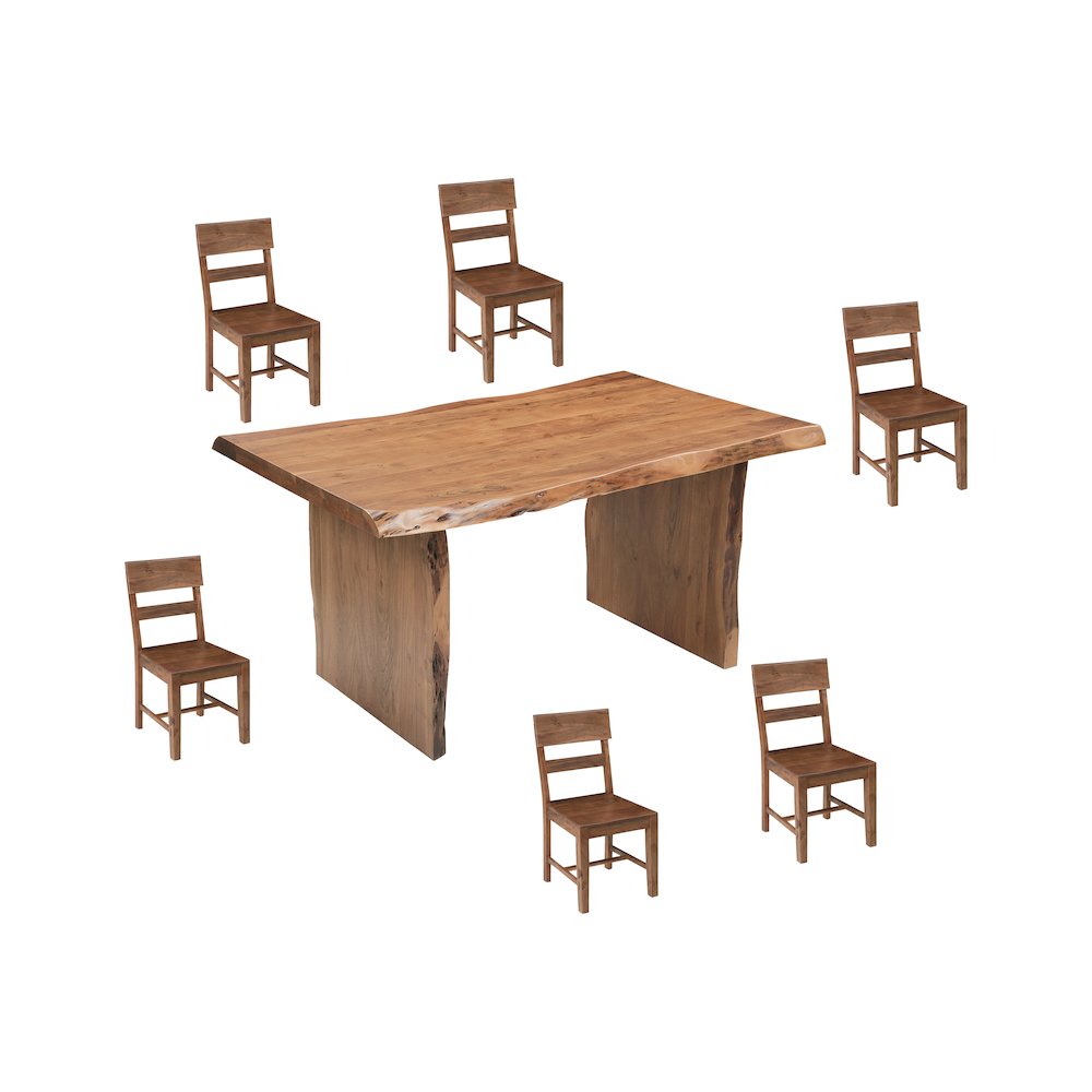 Linden 7-piece Solid Wood Live Edge Dining Set. Picture 1