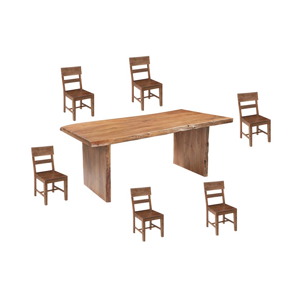 Linden 7-piece Solid Wood Live Edge Dining Set. Picture 1