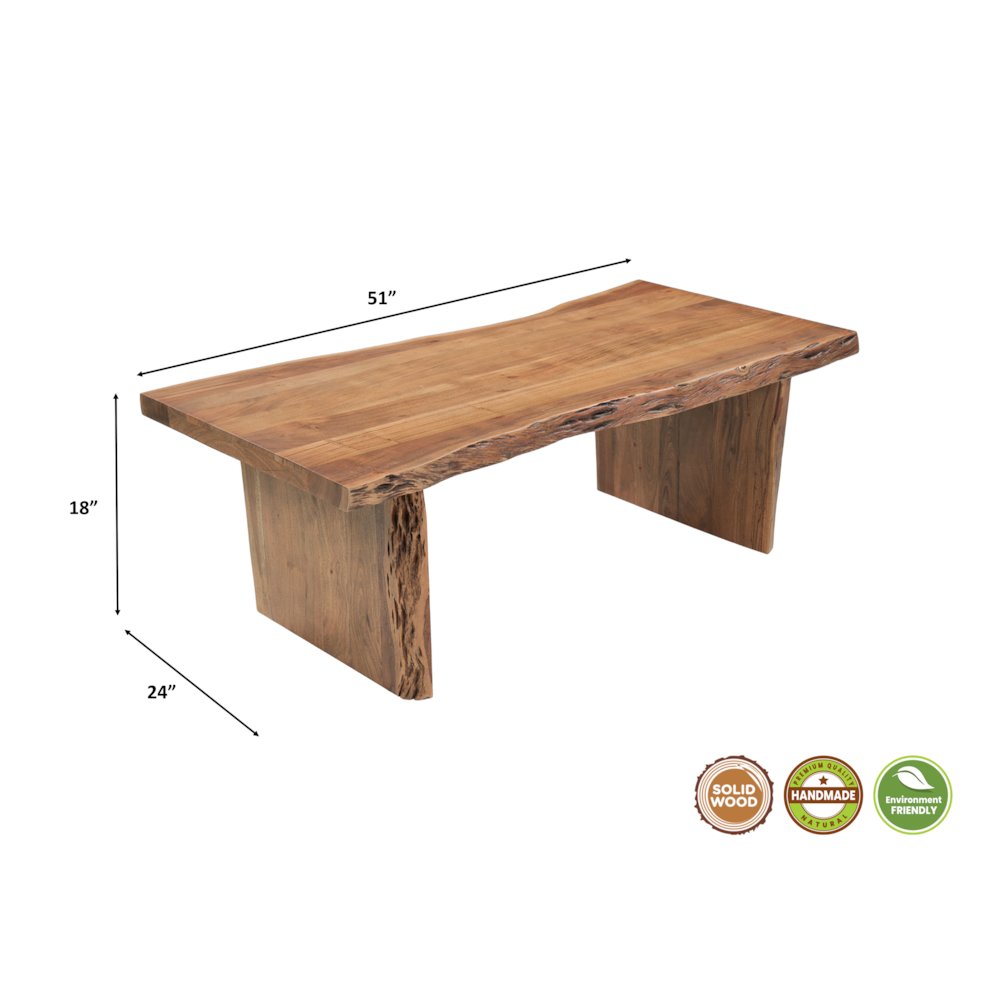 Linden Solid Wood Rectangular Live Edge Coffee Table. Picture 8