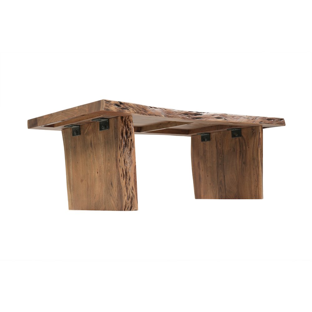 Linden Solid Wood Rectangular Live Edge Coffee Table. Picture 3