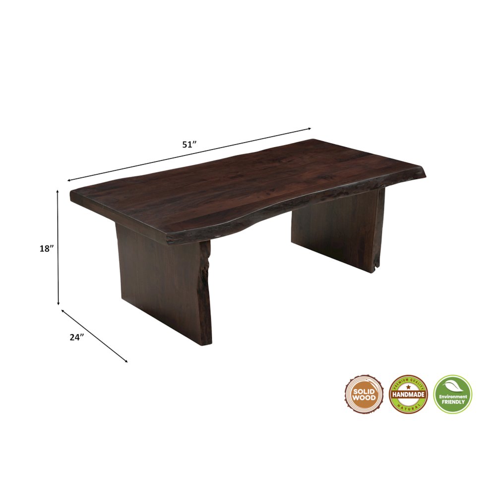 Linden Solid Wood Rectangular Live Edge Coffee Table. Picture 8