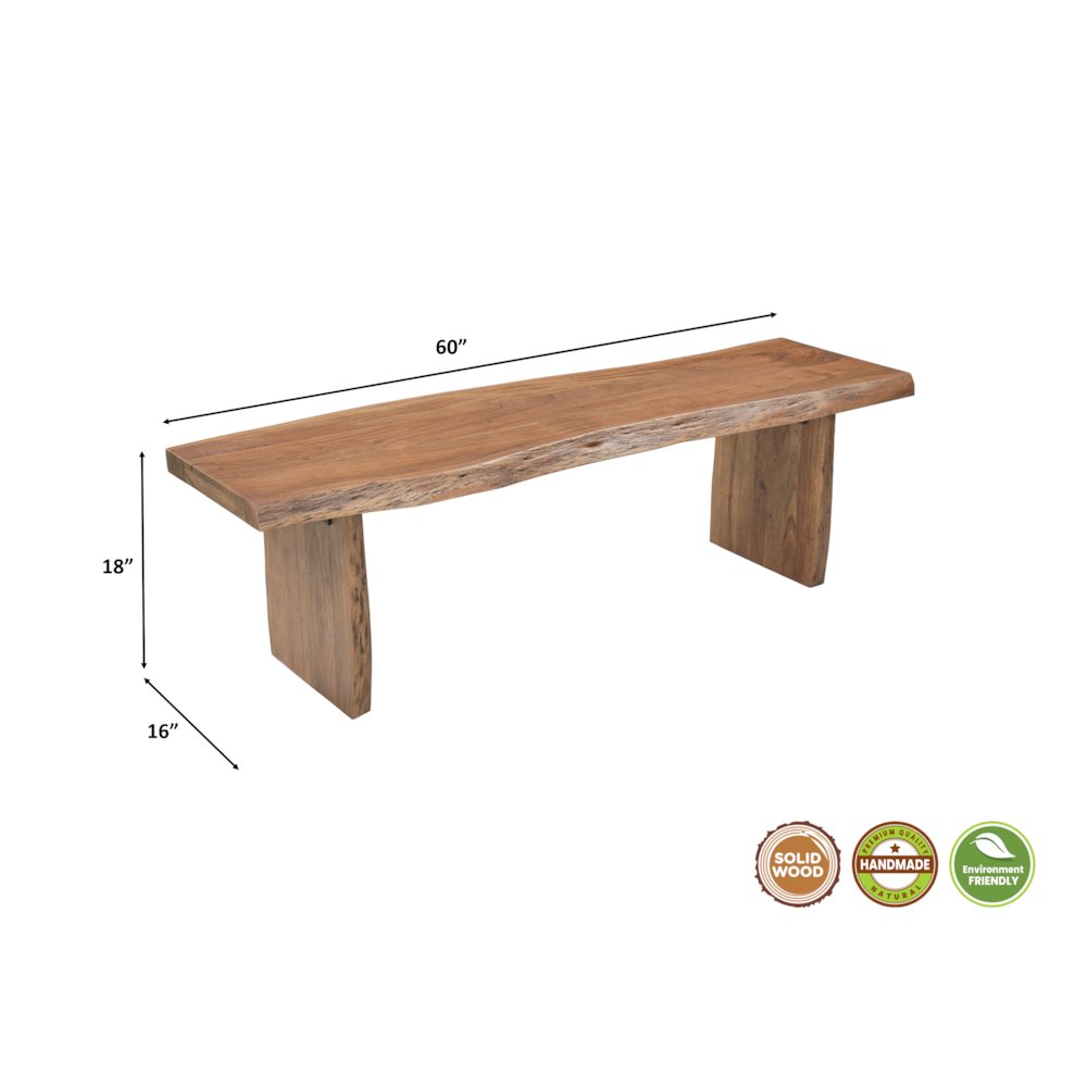 Linden Solid Wood Live Edge Bench. Picture 9