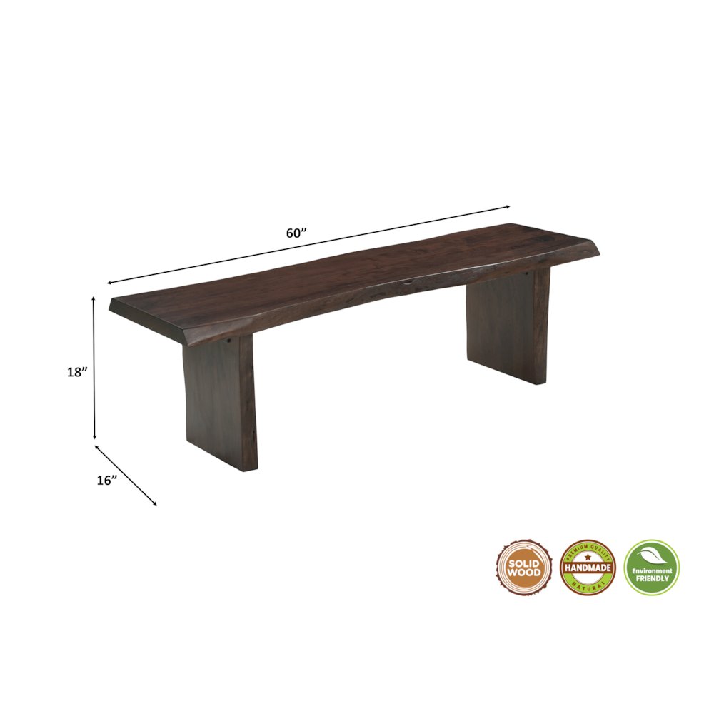 Linden Solid Wood Live Edge Bench. Picture 9