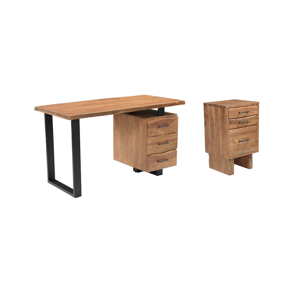 Linden 2-piece Solid Wood Live Edge Office Set. Picture 1