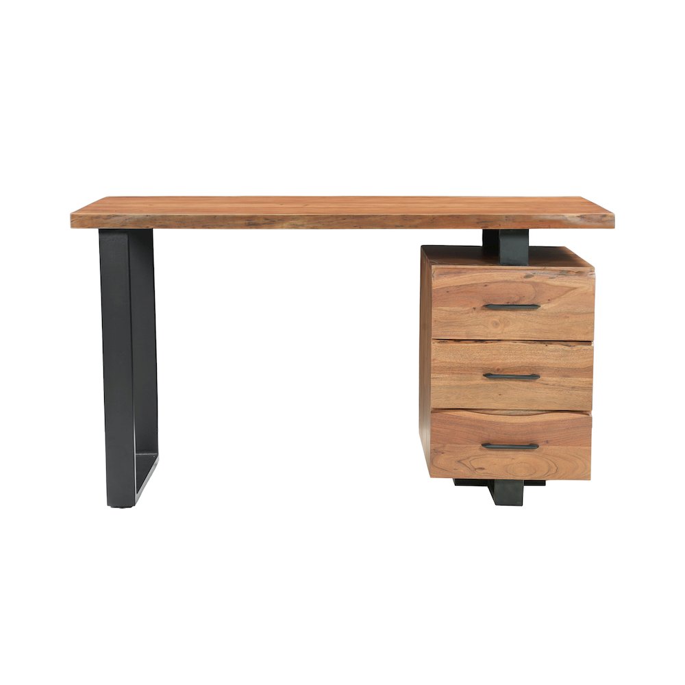 Linden Solid Wood 3-drawer Live Edge Desk. Picture 2