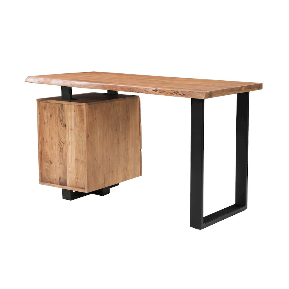 Linden Solid Wood 3-drawer Live Edge Desk. Picture 4