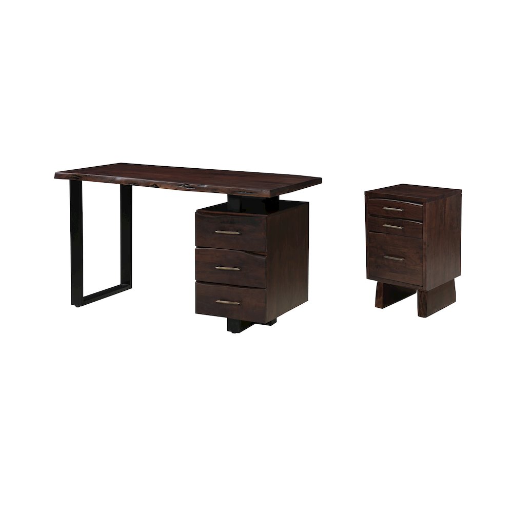Linden 2-piece Solid Wood Live Edge Office Set. Picture 1