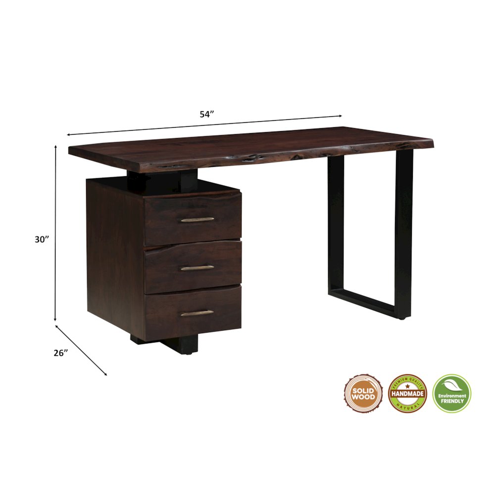 Linden Solid Wood 3-drawer Live Edge Desk. Picture 6