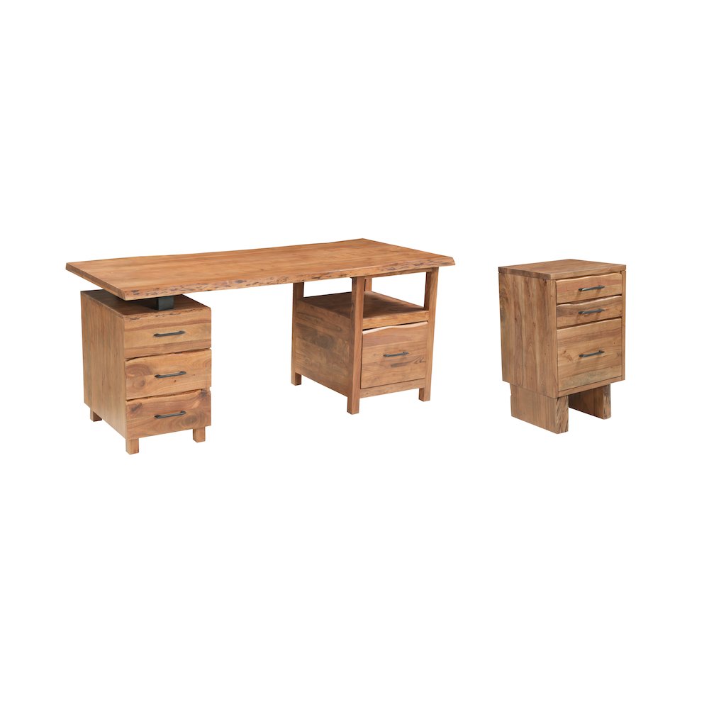 Linden 2-piece Solid Wood Live Edge Desk Set. Picture 1