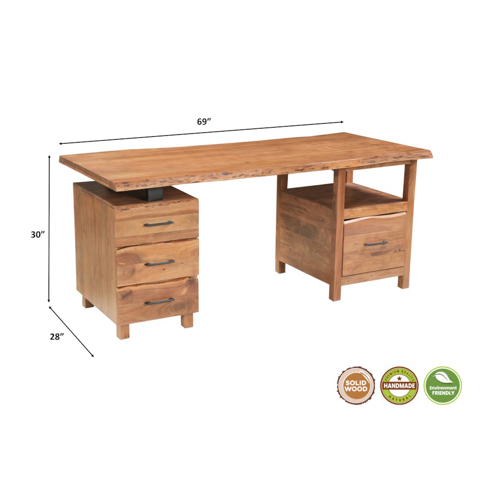 Linden 2-piece Solid Wood Live Edge Desk Set. Picture 11