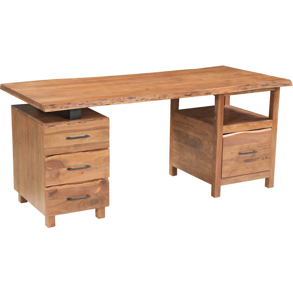 Linden Solid Wood 4-drawer Live Edge Desk. Picture 1