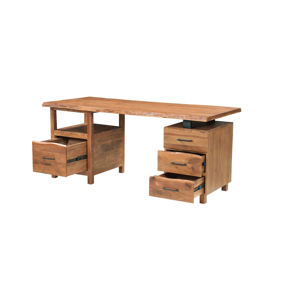 Linden Solid Wood 4-drawer Live Edge Desk. Picture 3
