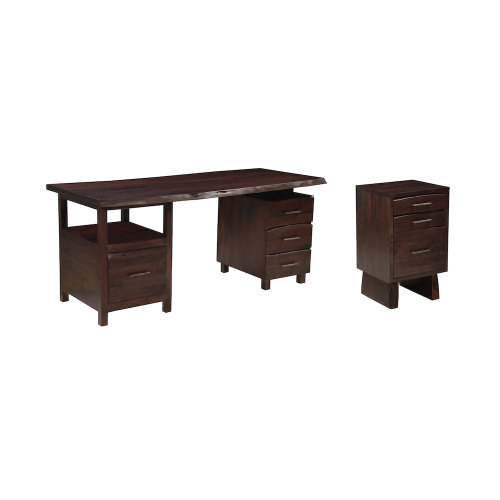 Linden 2-piece Solid Wood Live Edge Desk Set. Picture 1