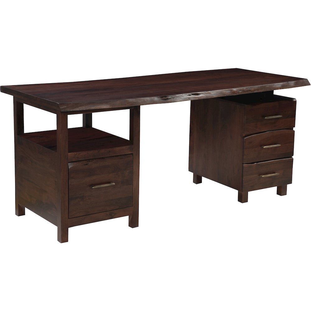 Linden Solid Wood 4-drawer Live Edge Desk. Picture 1