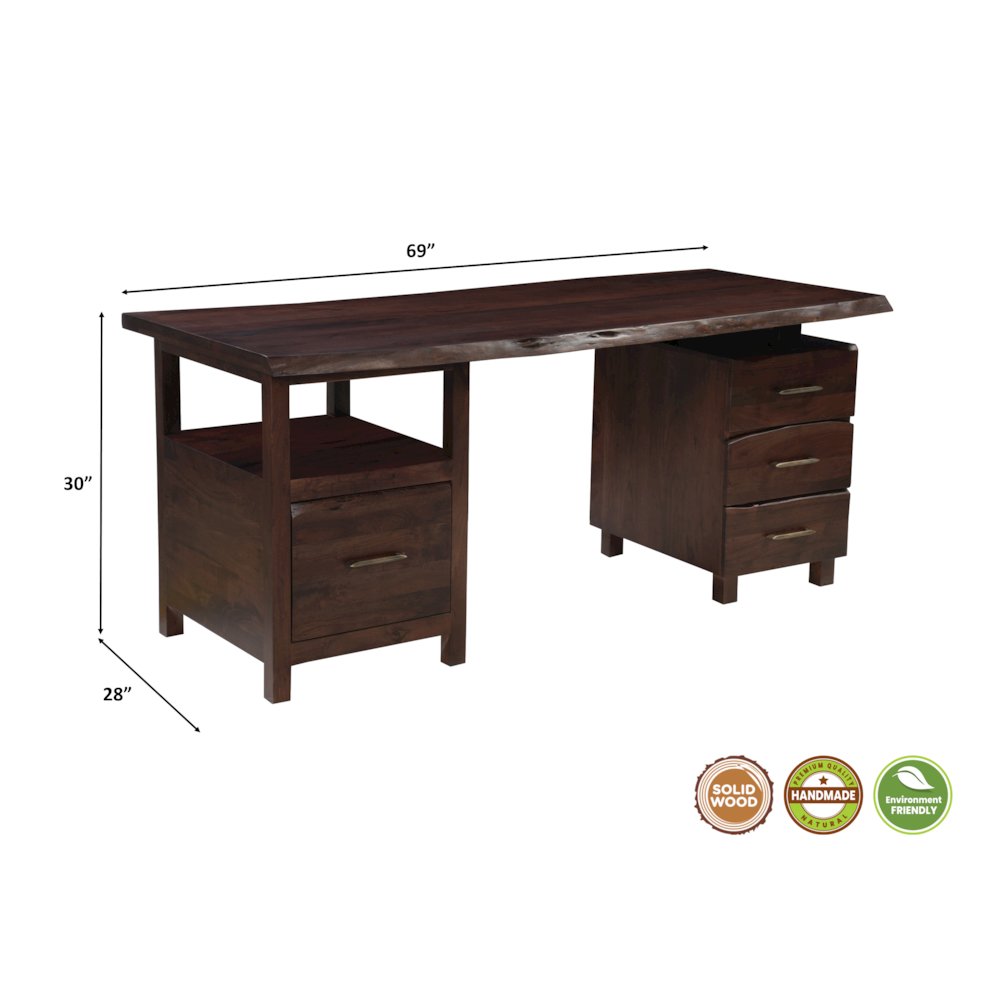 Linden Solid Wood 4-drawer Live Edge Desk. Picture 7