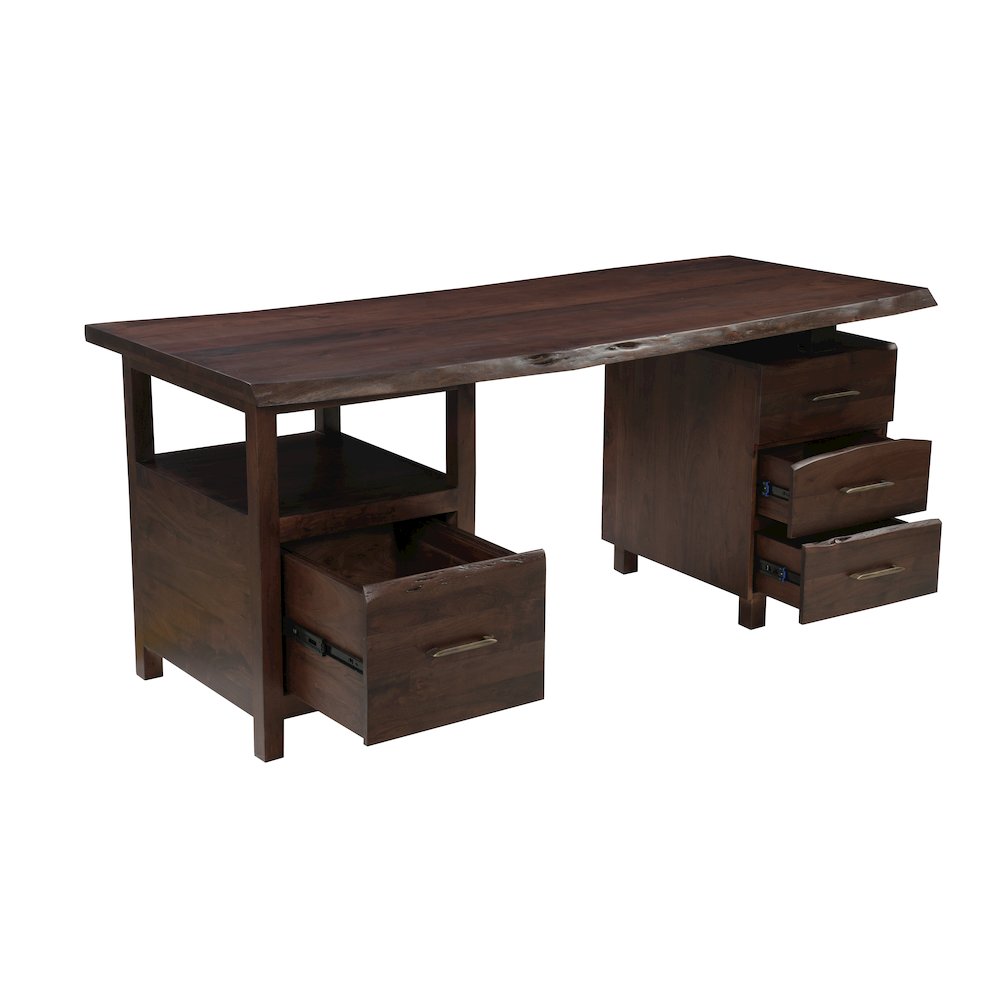 Linden Solid Wood 4-drawer Live Edge Desk. Picture 3