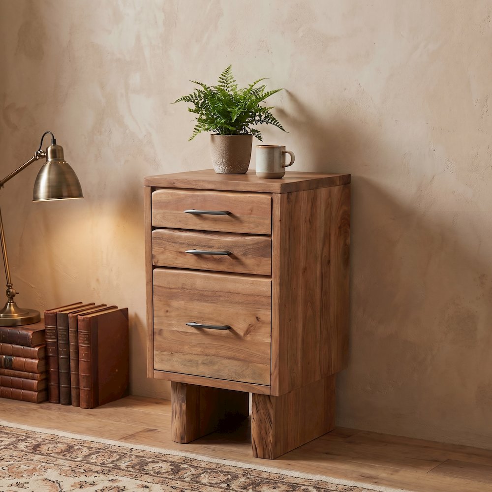 Linden Live Edge Solid Wood 3-drawer Filing Cabinet. Picture 2