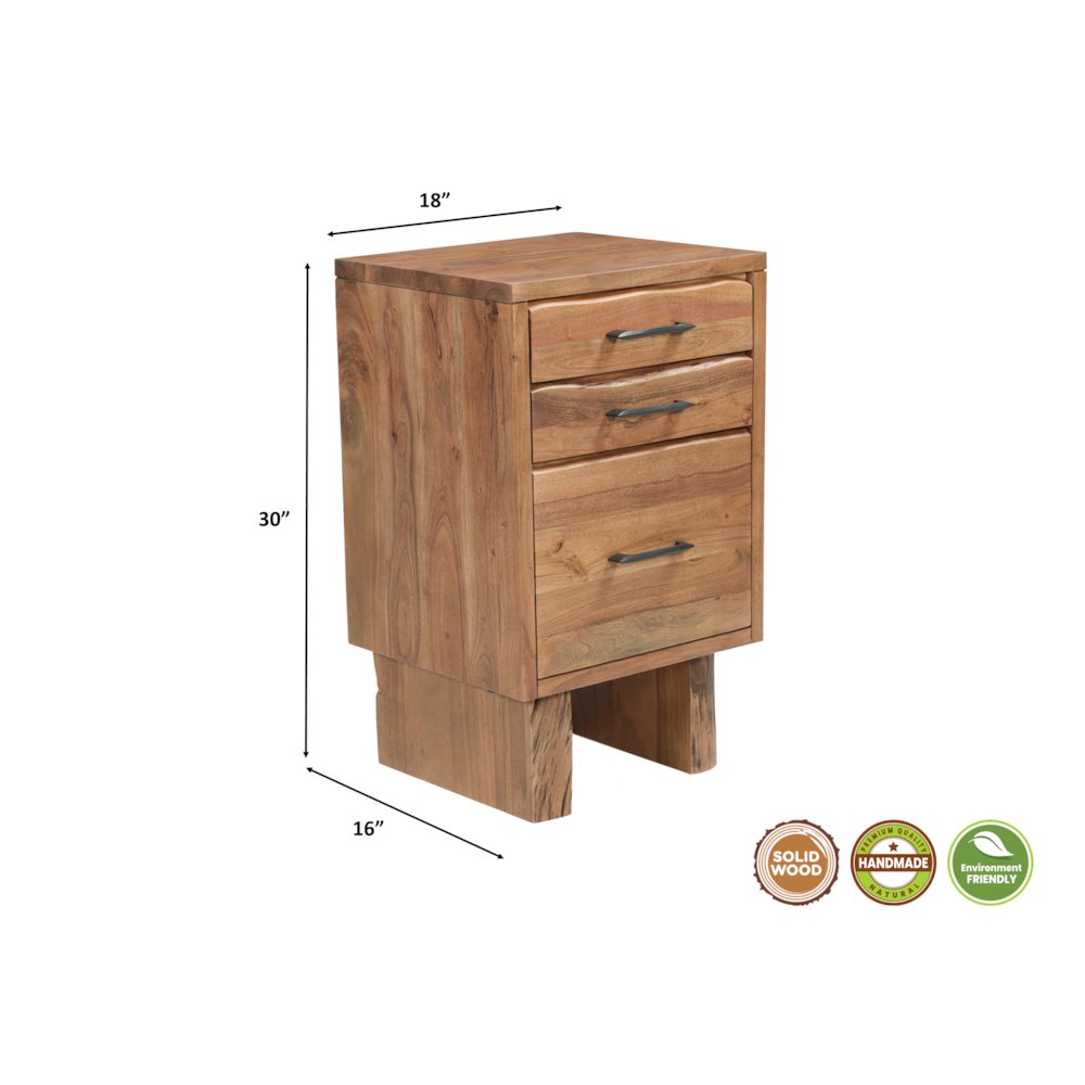 Linden Live Edge Solid Wood 3-drawer Filing Cabinet. Picture 11