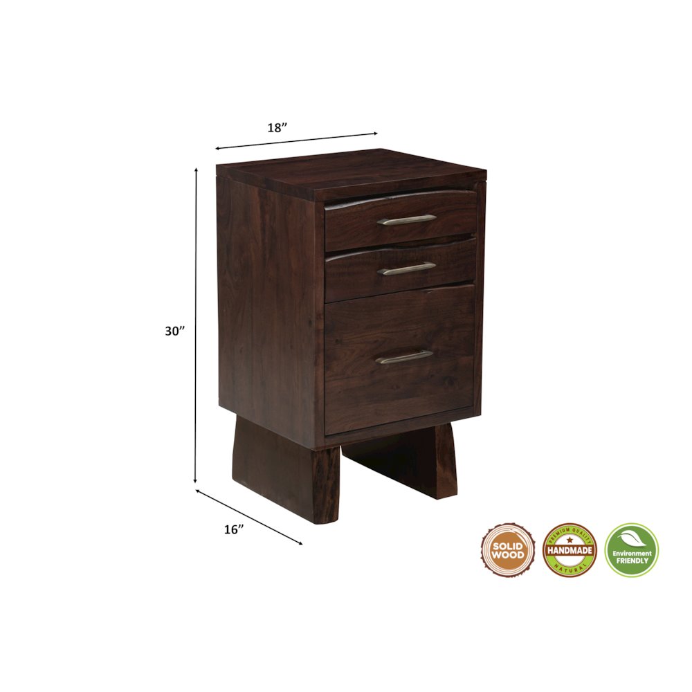 Linden Live Edge Solid Wood 3-drawer Filing Cabinet. Picture 10