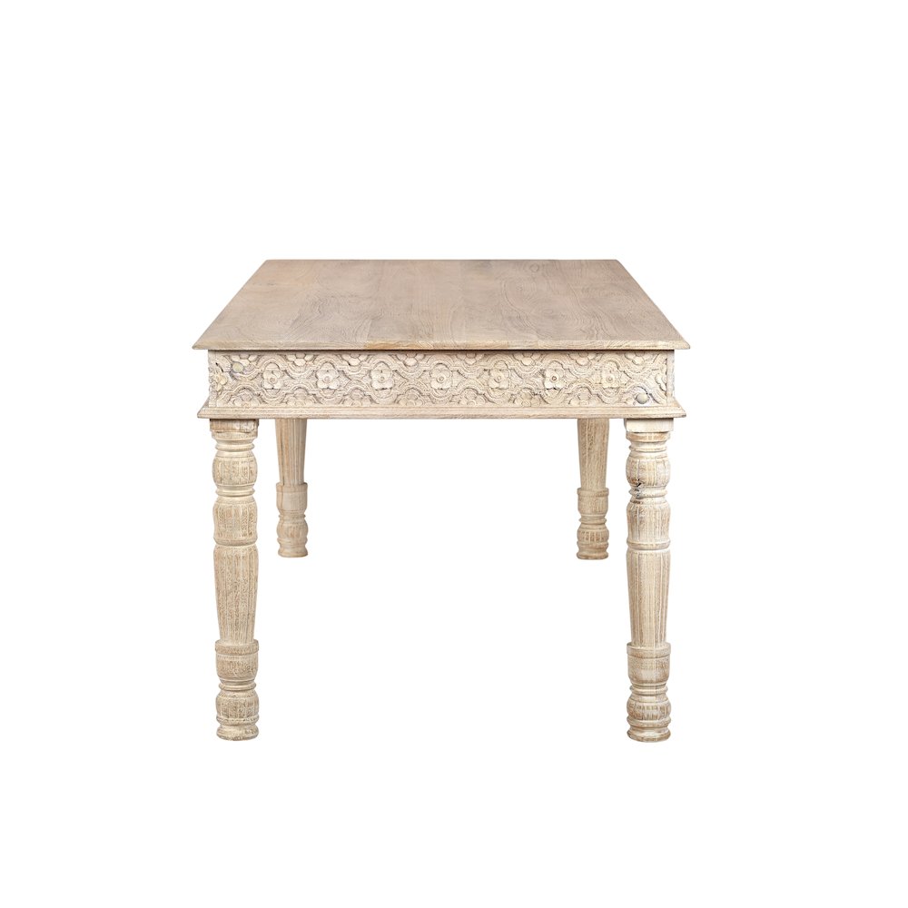 Eldris 7-piece Solid Wood Floral Carved Dining Set. Picture 4