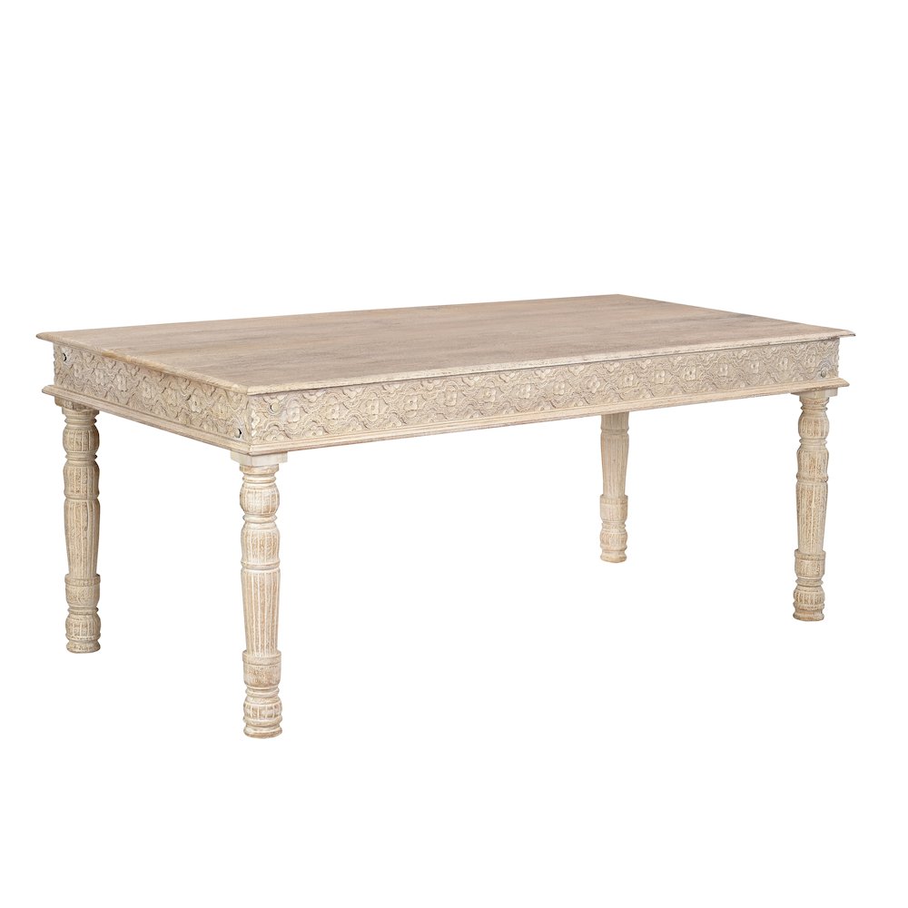 Eldris 7-piece Solid Wood Floral Carved Dining Set. Picture 2