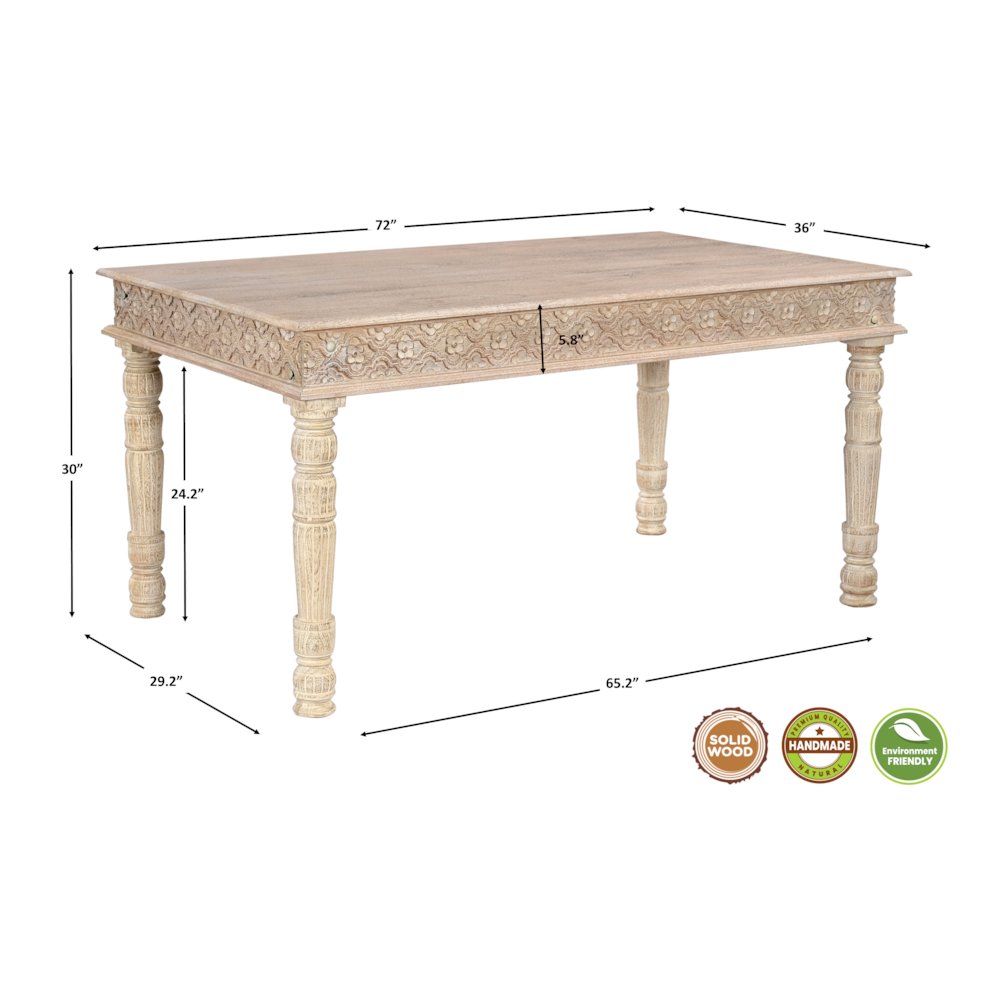 Eldris 7-piece Solid Wood Floral Carved Dining Set. Picture 5