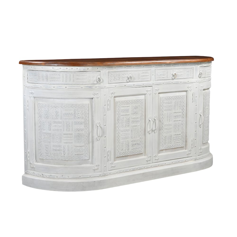 Grayson 4-drawer 4-door Carved Solid Wood Sideboard. Picture 1