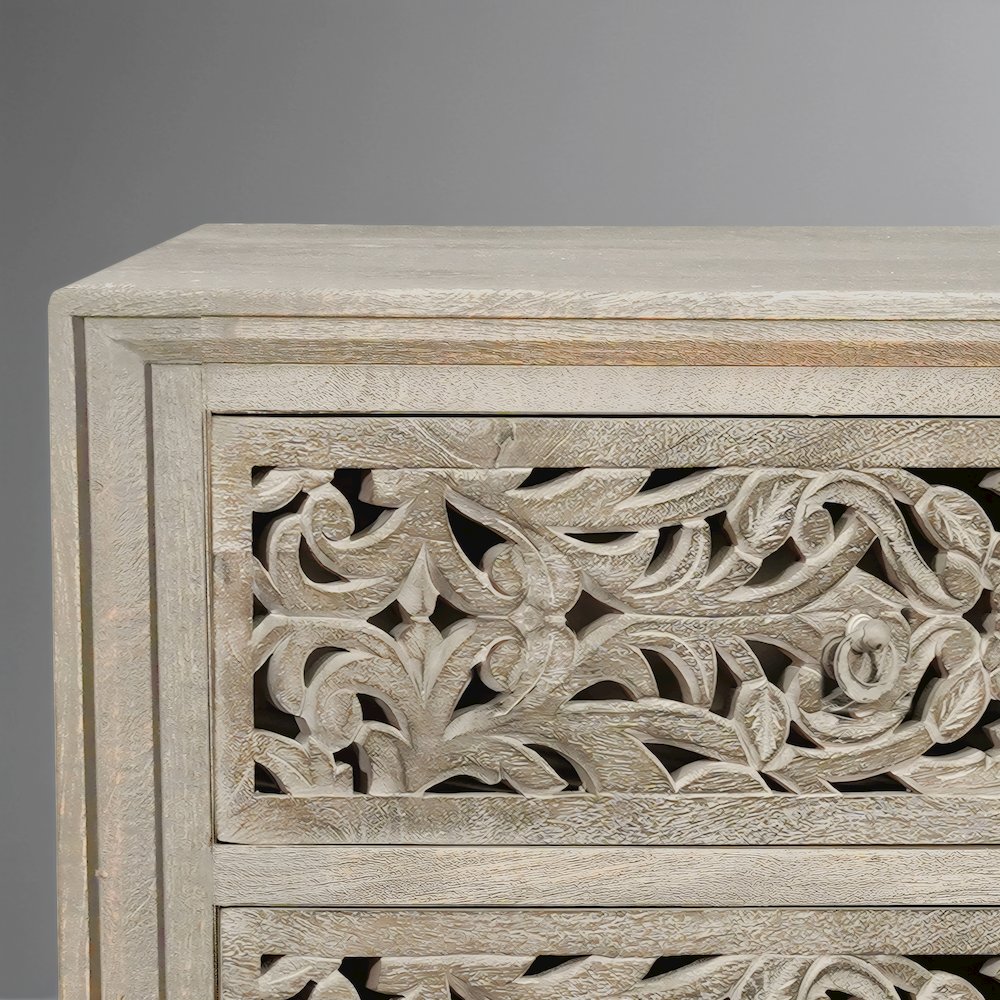 Calista 6-drawer Floral Carved Solid Wood Dresser. Picture 13