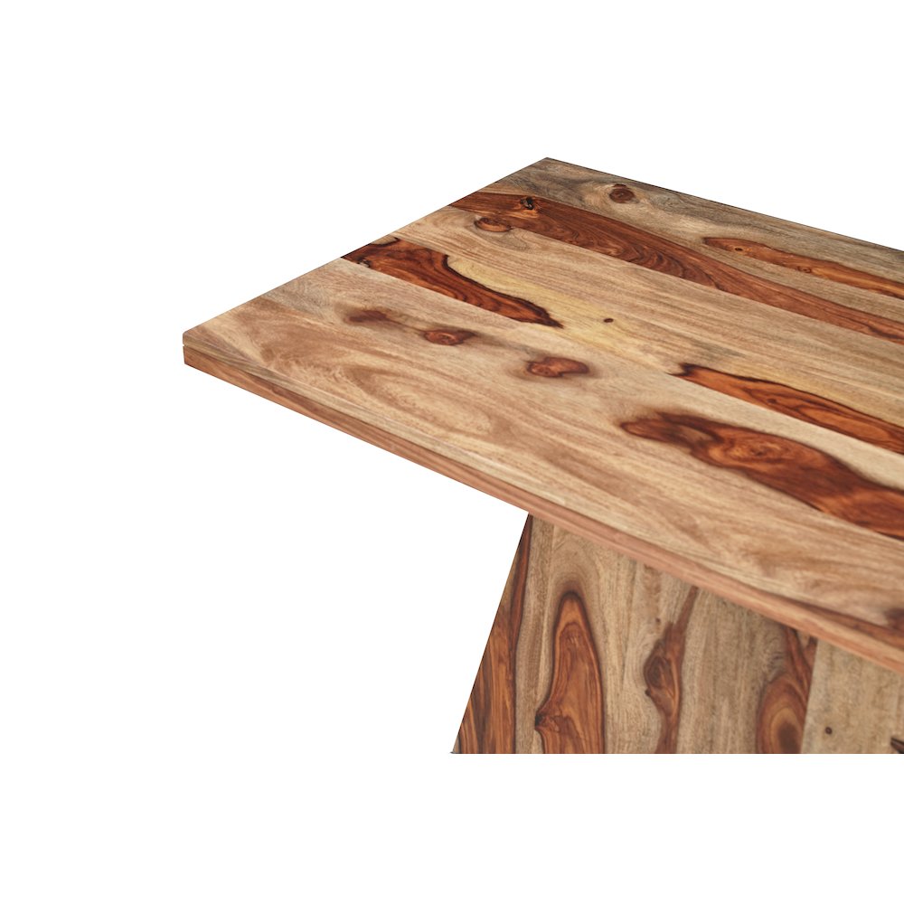 Marin Solid Wood Rectangular Coffee Table with Pedestal Base, Brown Finish. Picture 3