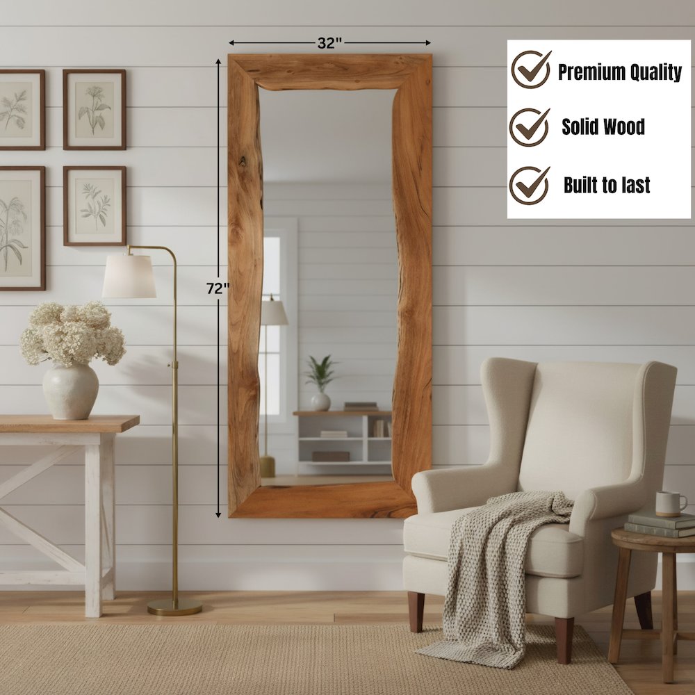 Oren 72" Live Edge Solid Wood Accent Mirror. Picture 10