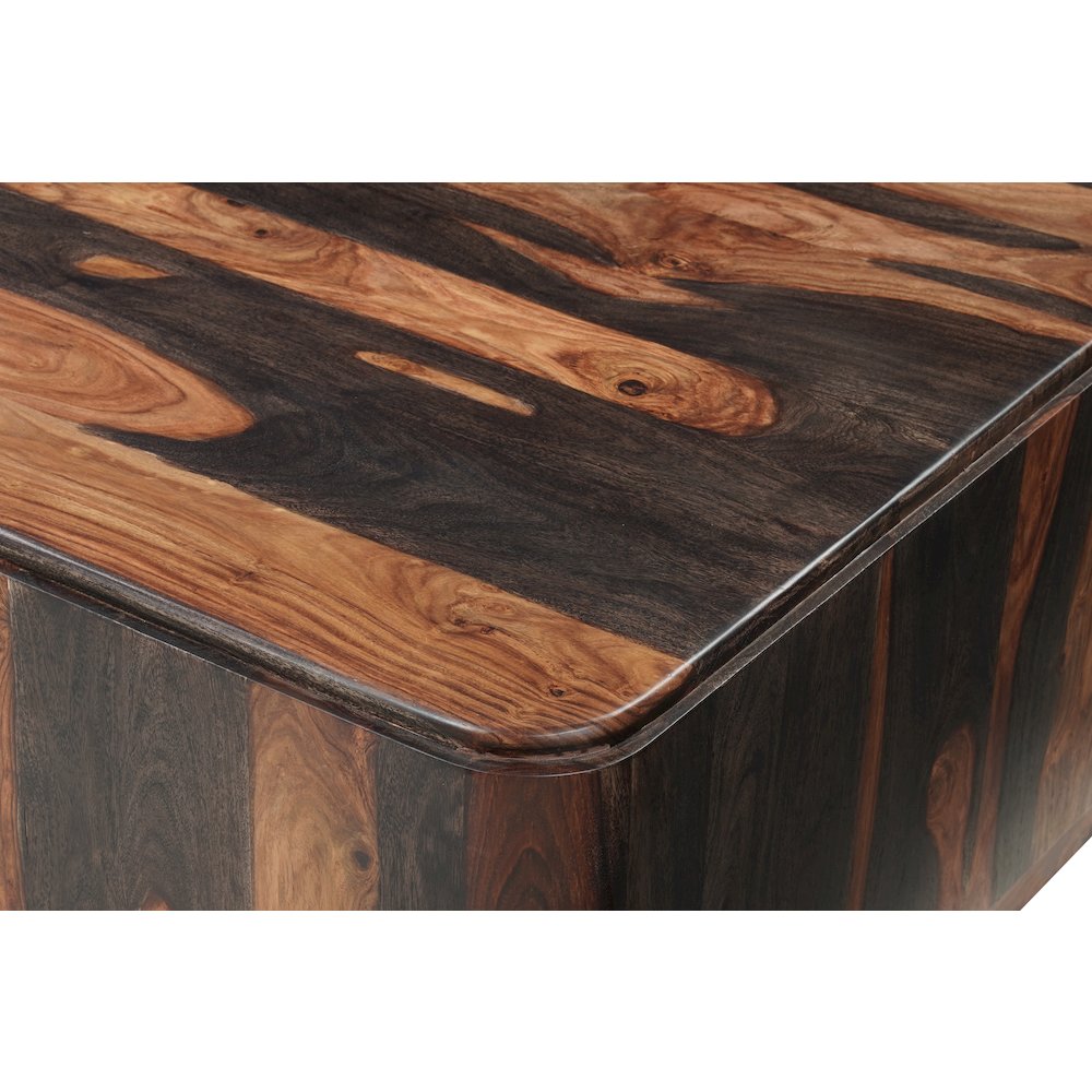 Marin Solid Wood Square Coffee Table with Low-Profile Base, Brown Finish. Picture 3