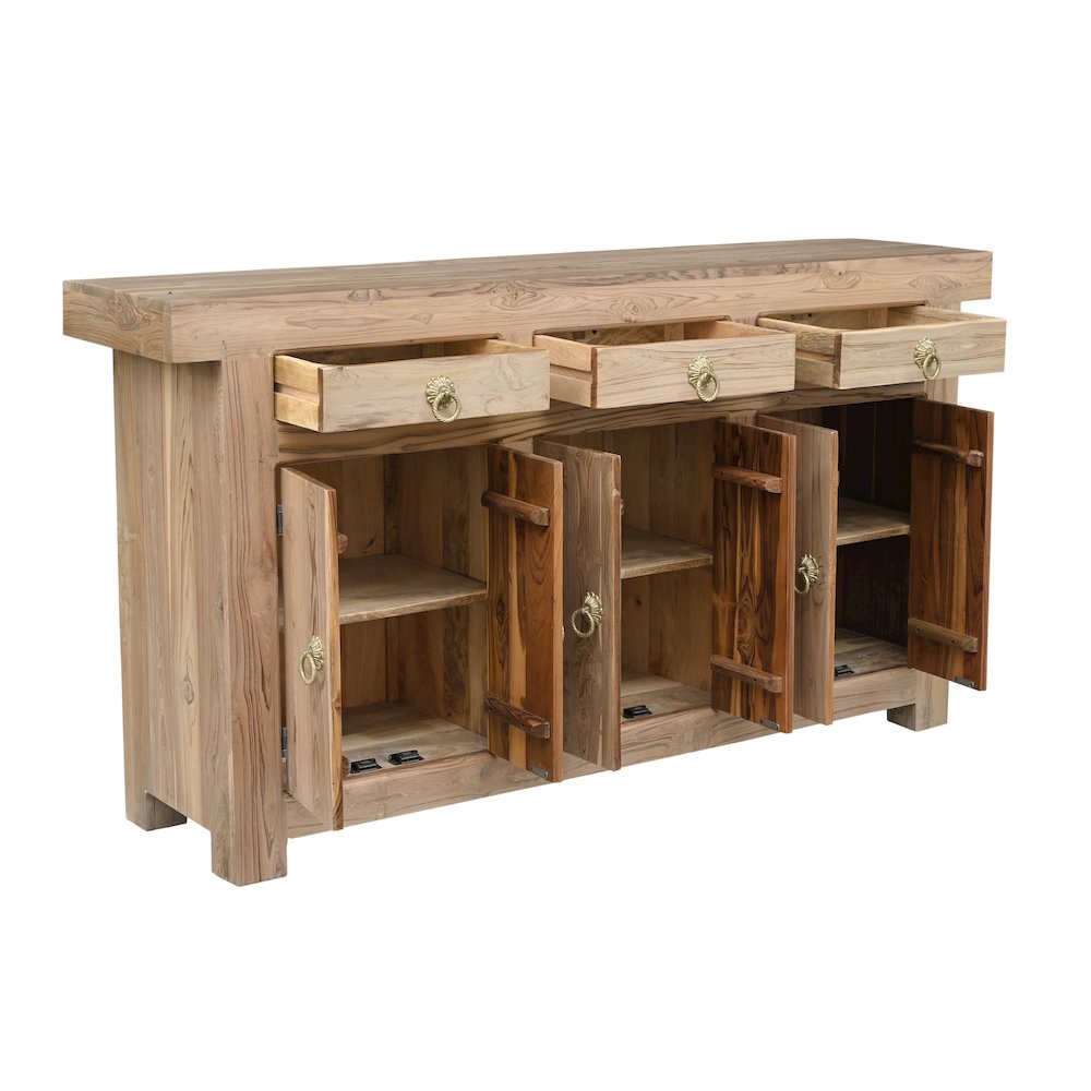 Grayson Solid Wood Sideboard Cabinet with 3 Drawers & 6 Doors, Natural Finish. Picture 4