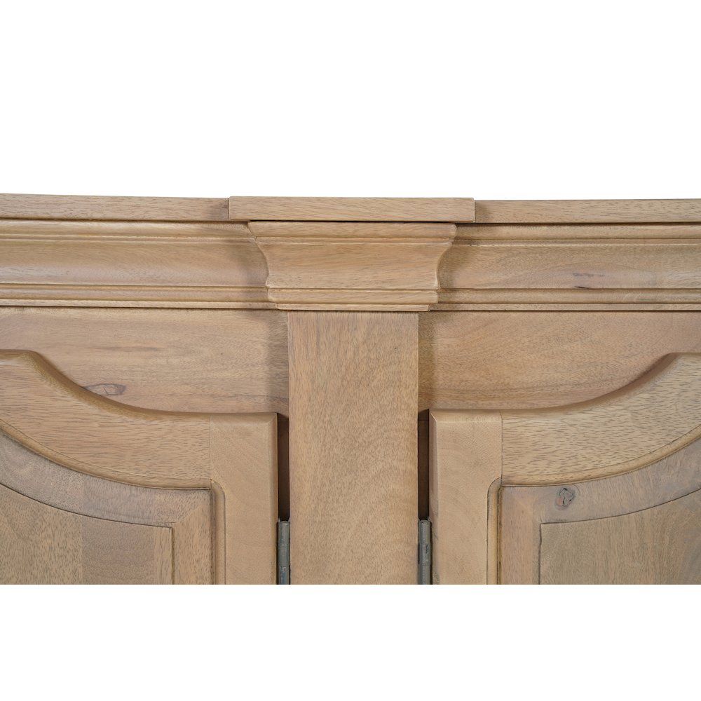 Solid Mango Wood Sideboard Cabinet with Arched Door Design Natural Brown Finish. Picture 5