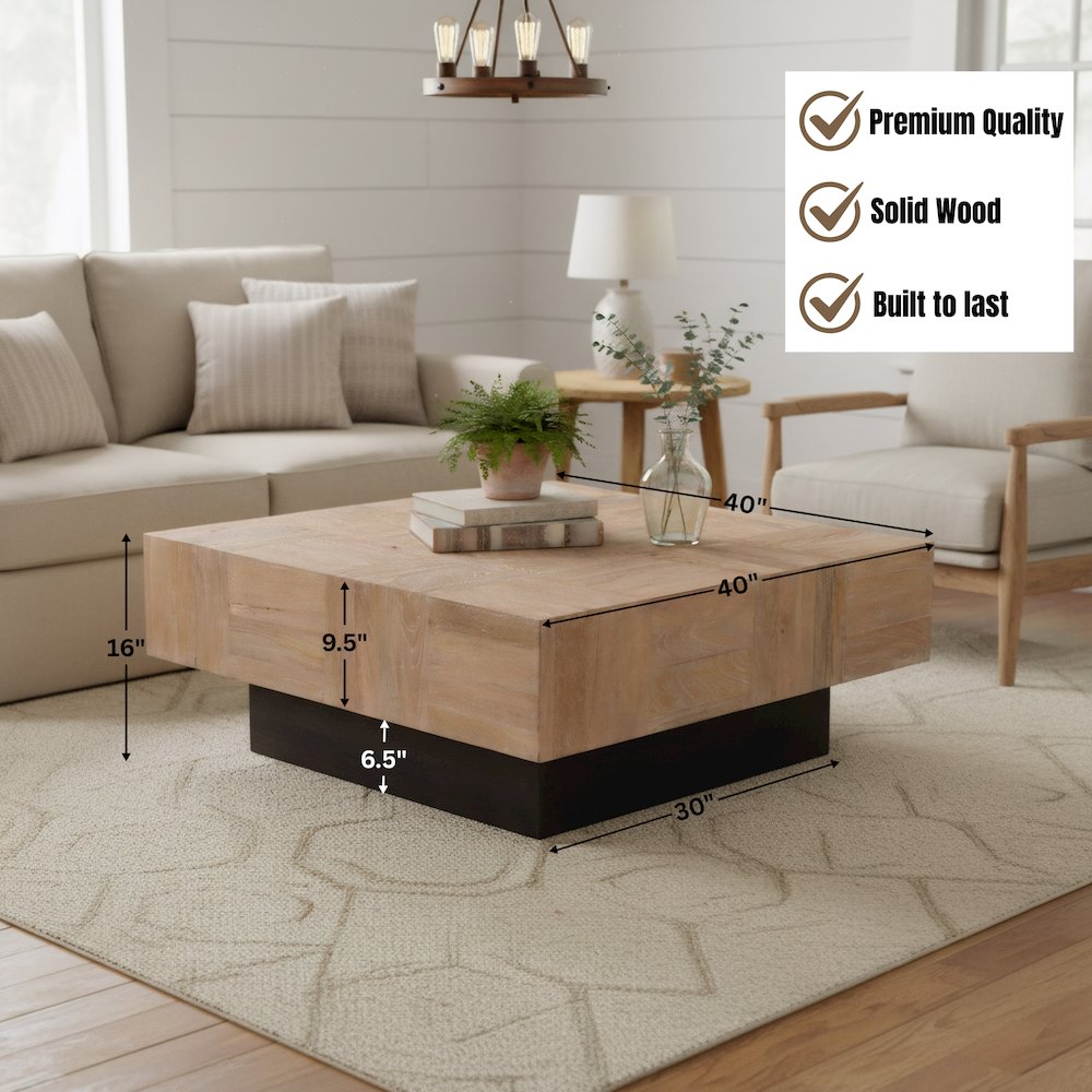 Reed Solid Wood Coffee Table. Picture 12