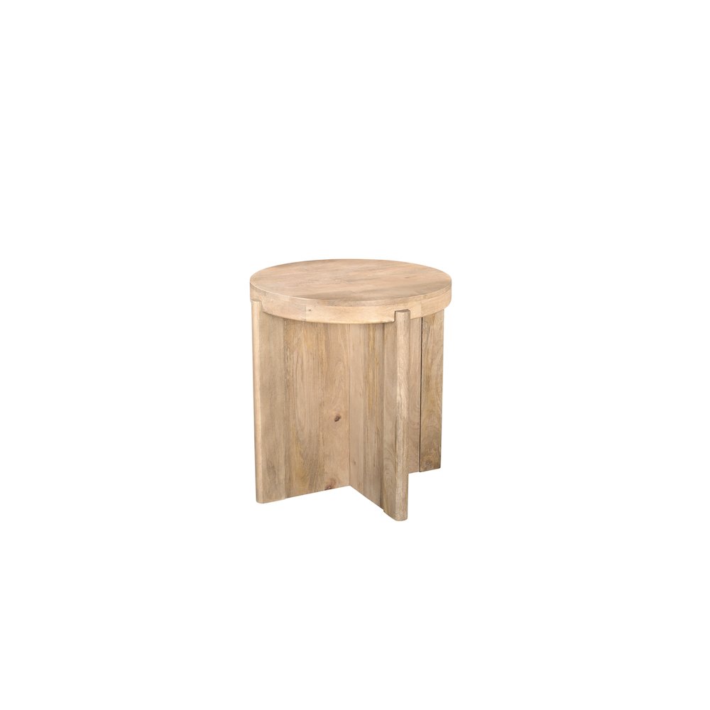 Adrien Round Solid Wood End Table. Picture 1