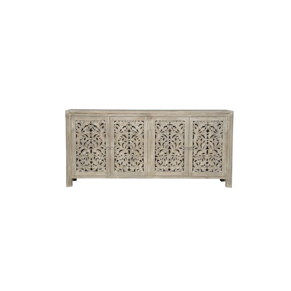 Calista 4-door Floral Carved Solid Wood Sideboard. Picture 2