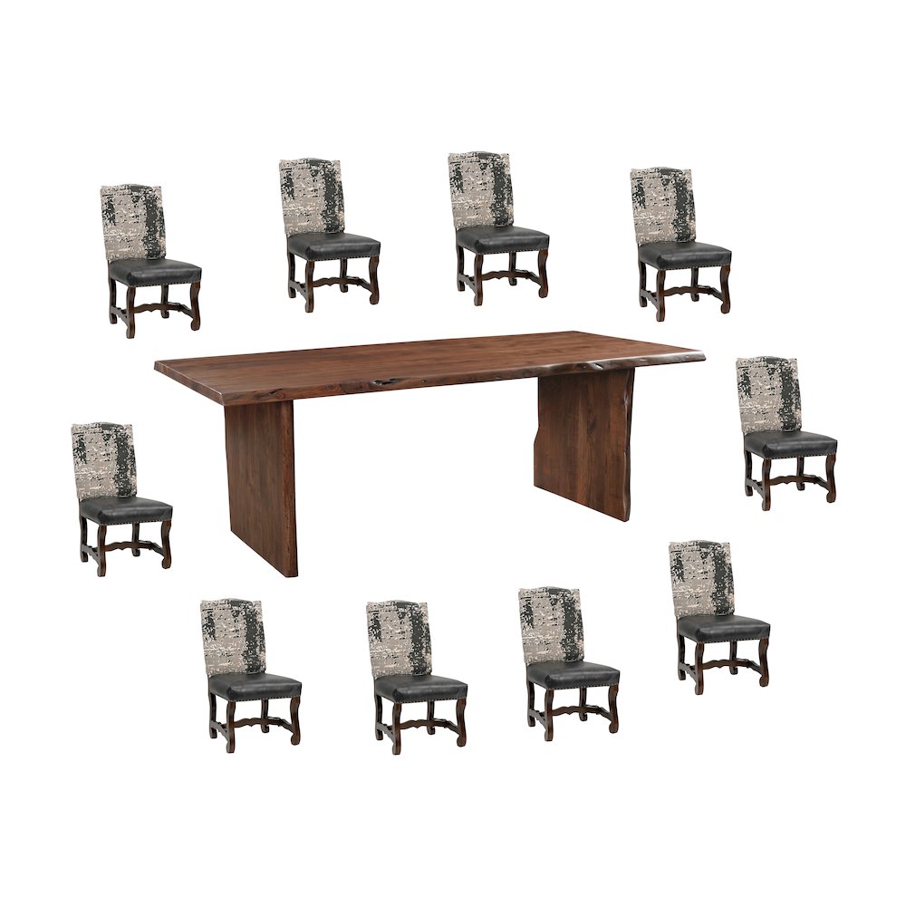 Savoy 11-piece Live Edge Solid Wood Dining Set. Picture 1