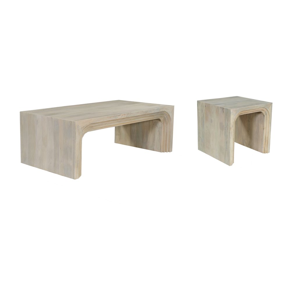 Renith 2-piece Carved Solid Wood Living Room Table Set. Picture 1