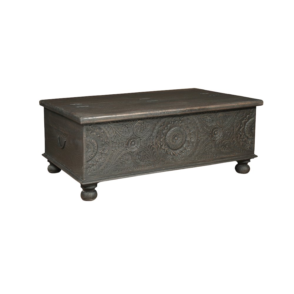 Lift-Top Coffee Table with Hidden Storage Decorative Floral Detail. Picture 1