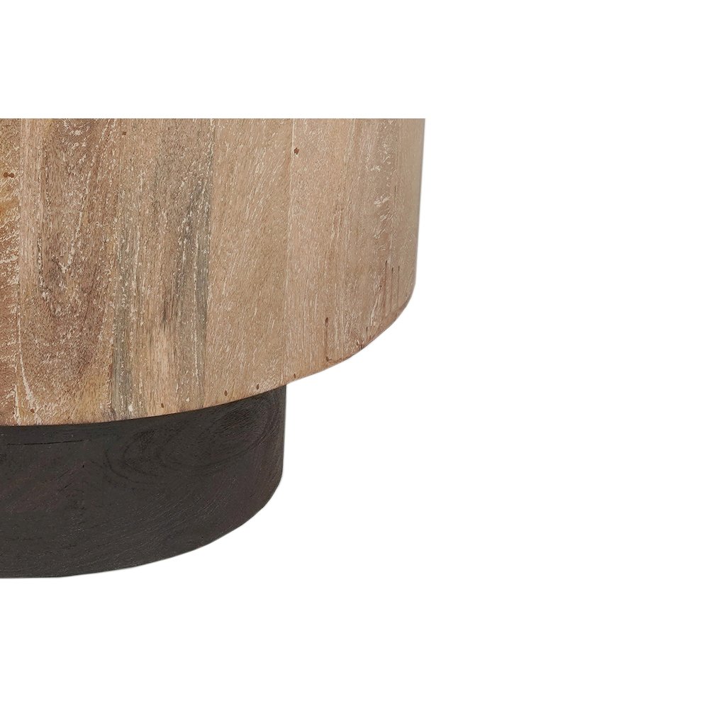 Reed Round Solid Wood Coffee Table with Natural Brown Finish. Picture 4